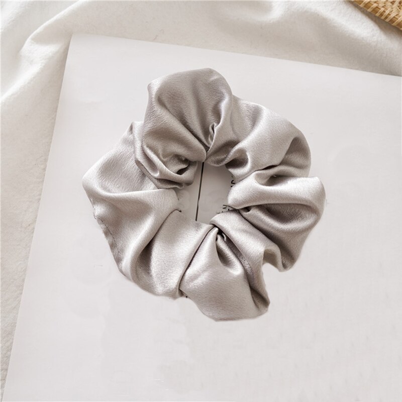 Coletero de seda elástica para niña y mujer, gomas para el pelo de satén púrpura, lazos de goma para el pelo, accesorios para el cabello: Grey