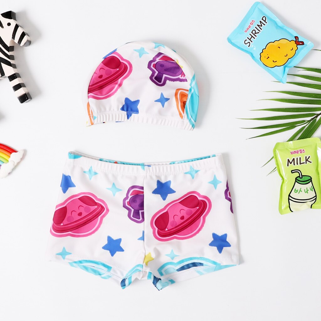 Badpak Baby Jongens Zwembroek Kinderen Jongens Beach Shorts Ster Board Trunks Surfer Badmode Korte Broek met Cap: 2XL(6-8Y)