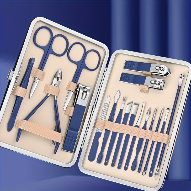 Manicure Set Nagelknipper Pedicure Kit Roestvrijstalen Manicure Kit, Professionele Verzorgingssets, Nagelverzorgingstools Met Reis Ca: Donker Kaki