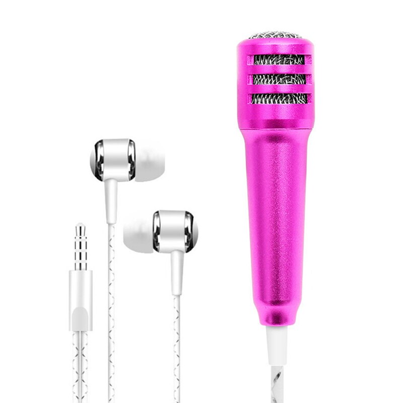 Mini K Song Recording Mic Microphone with Earphones for Phone Computer GDeals: Rose Red