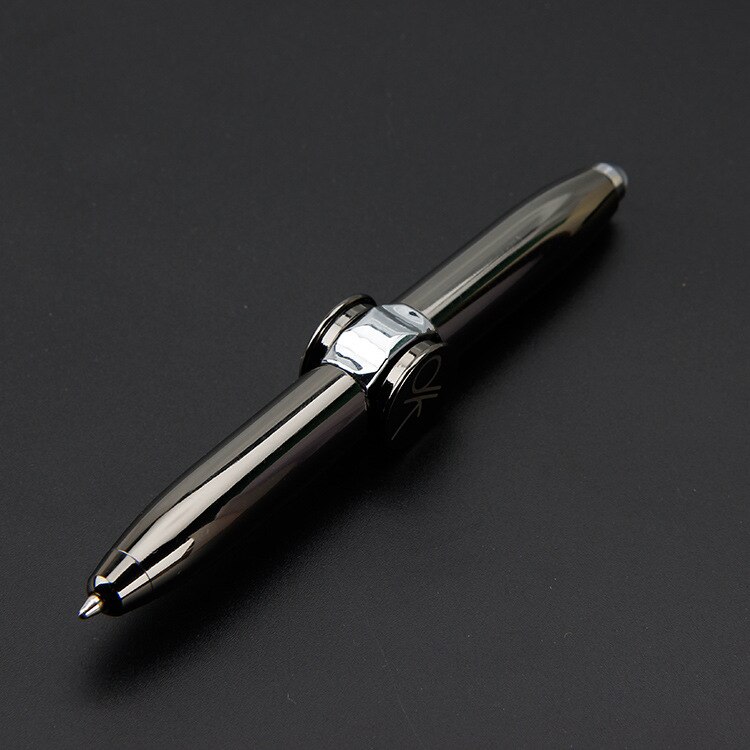 Fingertip Top Ballpoint Pen Multi Function Rotating Luminous Metal Pen LED Decompression Toy Fidget Golden Spinner: Dark Gray