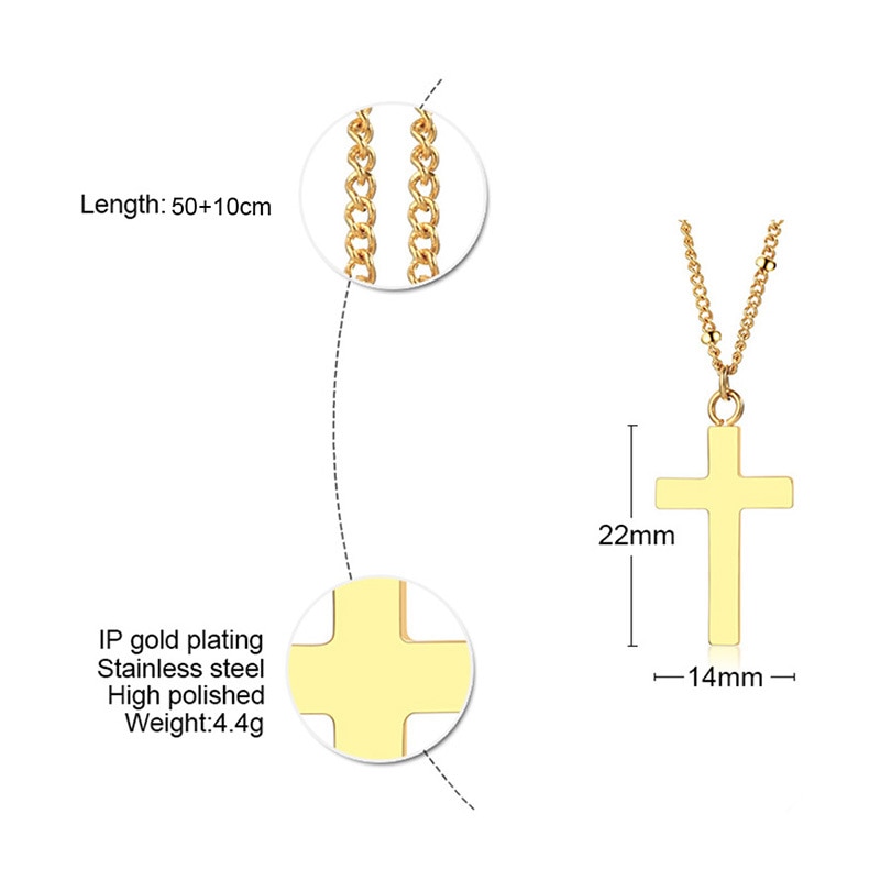 Fxm HBB15 Rvs Ketting Populaire Enkele Vrouwen 35 Mm Gouden Kruis Op China Vrouwen Sieraden