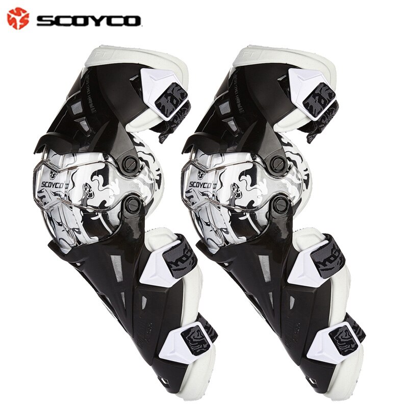 Scoyco  k12 gear motorcykel beskyttende knæpuder motobike knæbeskytter motocross motorsport knæbeskytter beskyttelsesudstyr: Hvid