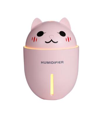 Cute Cat Humidifiers 3 in 1 320ML USB Air Humidifier Ultrasonic Cool-Mist Adorable Pet Mini Humidifier With LED Light USB Fan: Pink