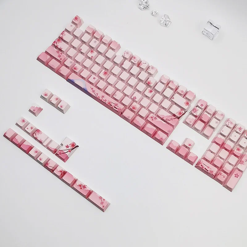 Blossom Keycap Side Print Cherry Profile PBT Doubleshot Shine Through Keycap Mechanical Keyboard Key caps 127keys