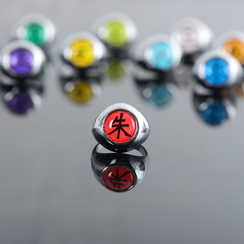 Anime Akatsuki Ring COS Uchiha Itach Pain Zetsu Konan Kakuzu Sasori Deidara Orochimaru Hidan Metal Rings Figure: black