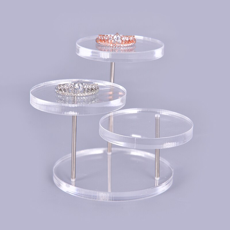 3 Lagen Ronde Acryl Sieraden Display Standaard Ketting Oorbel Ring Show Rack