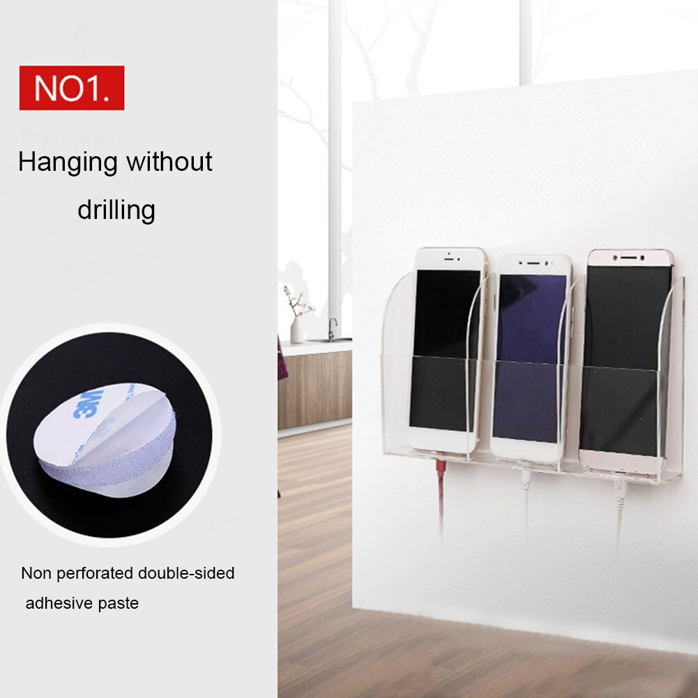 Living Room Bedroom Transparent Storage Box Acrylic Office Wall Mount Organizer Rack Space Saving Remote Control Holder Durable