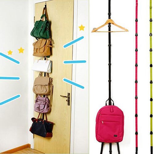 Derrière porte crochet populaire réglable sur porte sangles cintre chapeau sac manteau porte-vêtements 8 crochets Nylon ceinture et acier inoxydable