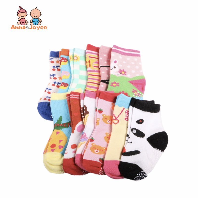 12 paare/los Baby Kind Junge Unterhose-beständig Karikatur Boden Socken 1-3 Jahre