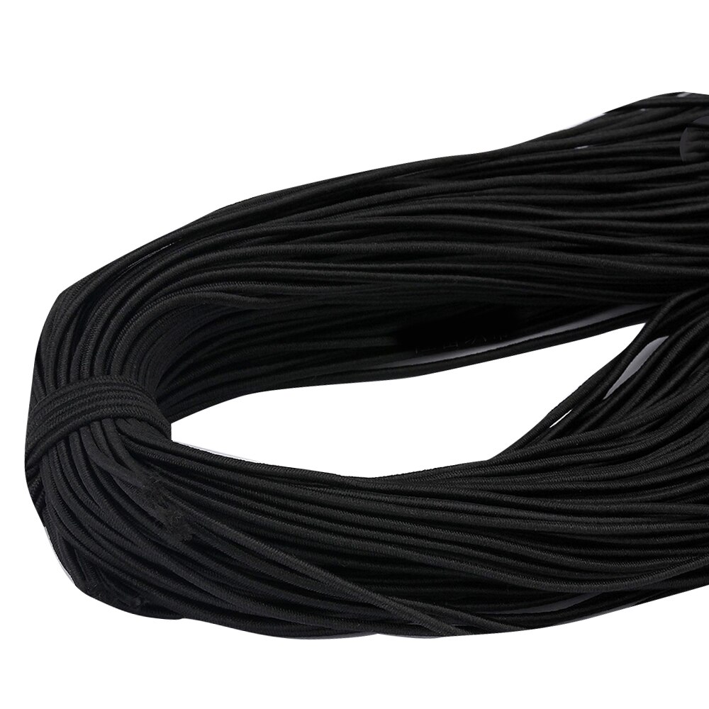 2mm*45M Colorful Round Elastic Band High Elastic Rope Rubber Bands Stretch Rope DIY Crafts Sewing Accessory: Black