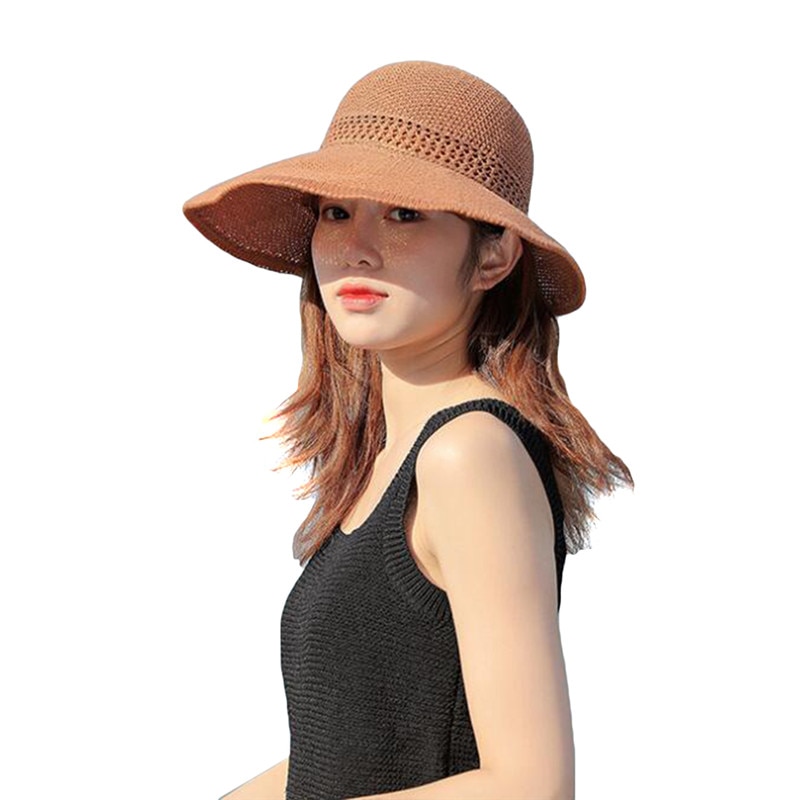 Sommer dam stråhat stor skygge solcreme uv beskyttelse strand hat dame rejse fritid hat