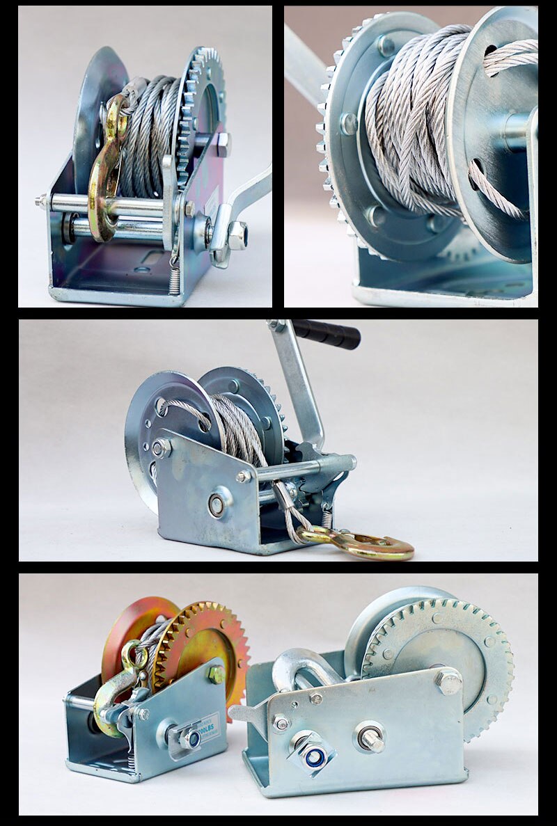 1200 Pounds Household Manual Small Hand Hoisting Winch Self-locking Traction Machine With Steel Wire Rope