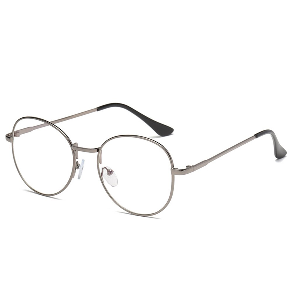 Metal Unisex Computer Round Frame Glasses Women Rays Radiation Eyewear Frame Anti Blue Light Glasses Hair Care Tools: grey