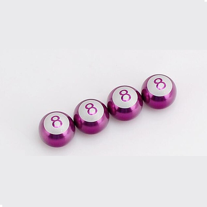 4 sztuk/zestaw uniwersalny aluminium samochodów zawór czapki kreatywne bilard czarny 8 koła czapki pyłoszczelna ze stali nierdzewnej czapki dla samochodów motocykl opon: purpurowy