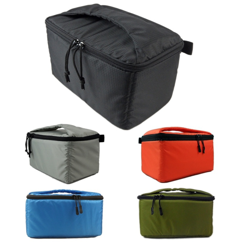 Bolsa de inserción portátil para cámara réflex digital bolsa protectora acolchada para cámara réflex digital, negra, resistente al agua, con cremallera