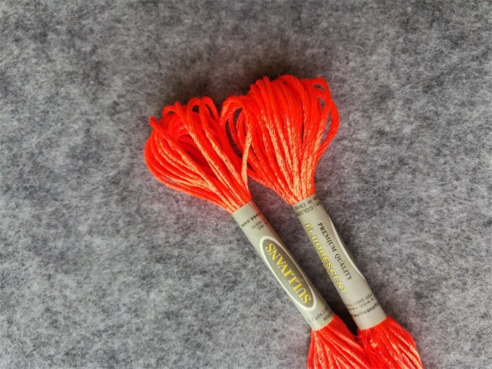 8.7Yards (8m) Silky Embroidery Floss 6 Strands 6 Bright Colors Cross Stitch Craft Needlework smoothy Thread Poly Filament Yarn: Orange Blaze