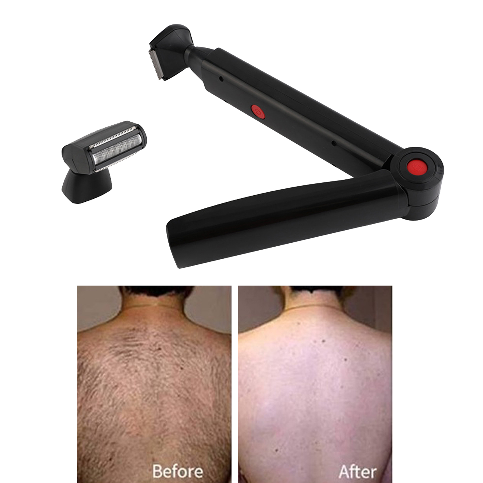 Rechargeable Foldable Back Hair Shaver Razor Trimmer Hair Removal Body Shaving Tool Groomer
