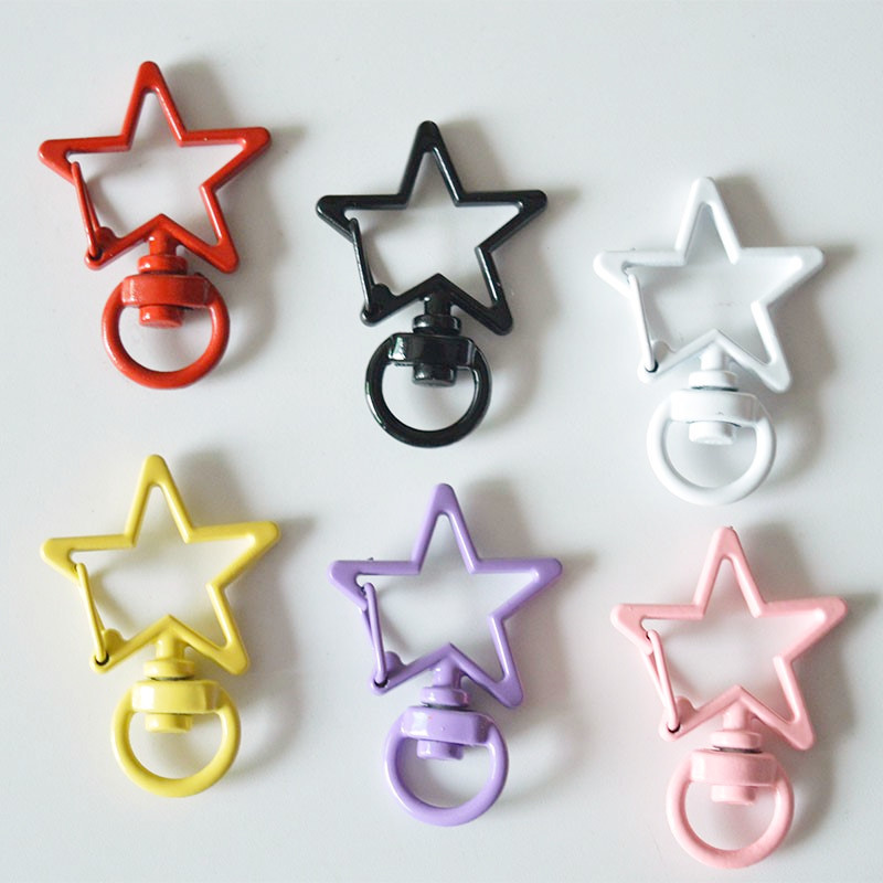 Llavero con forma de estrella, ganchos con cierre de langosta, Clips de gatillo, hebillas para hacer joyería DIY, llaveros de rotación dorados y plateados, accesorios