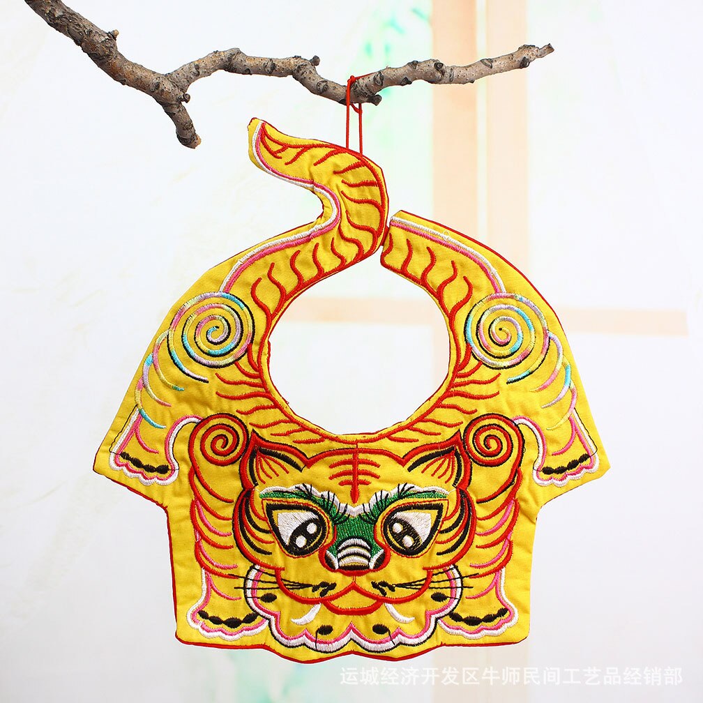 Baberos de tigre rojo bordado tradicional chino, buenos deseos y suerte para bebés de 0 a 2 años, Ropa Para eructos: B