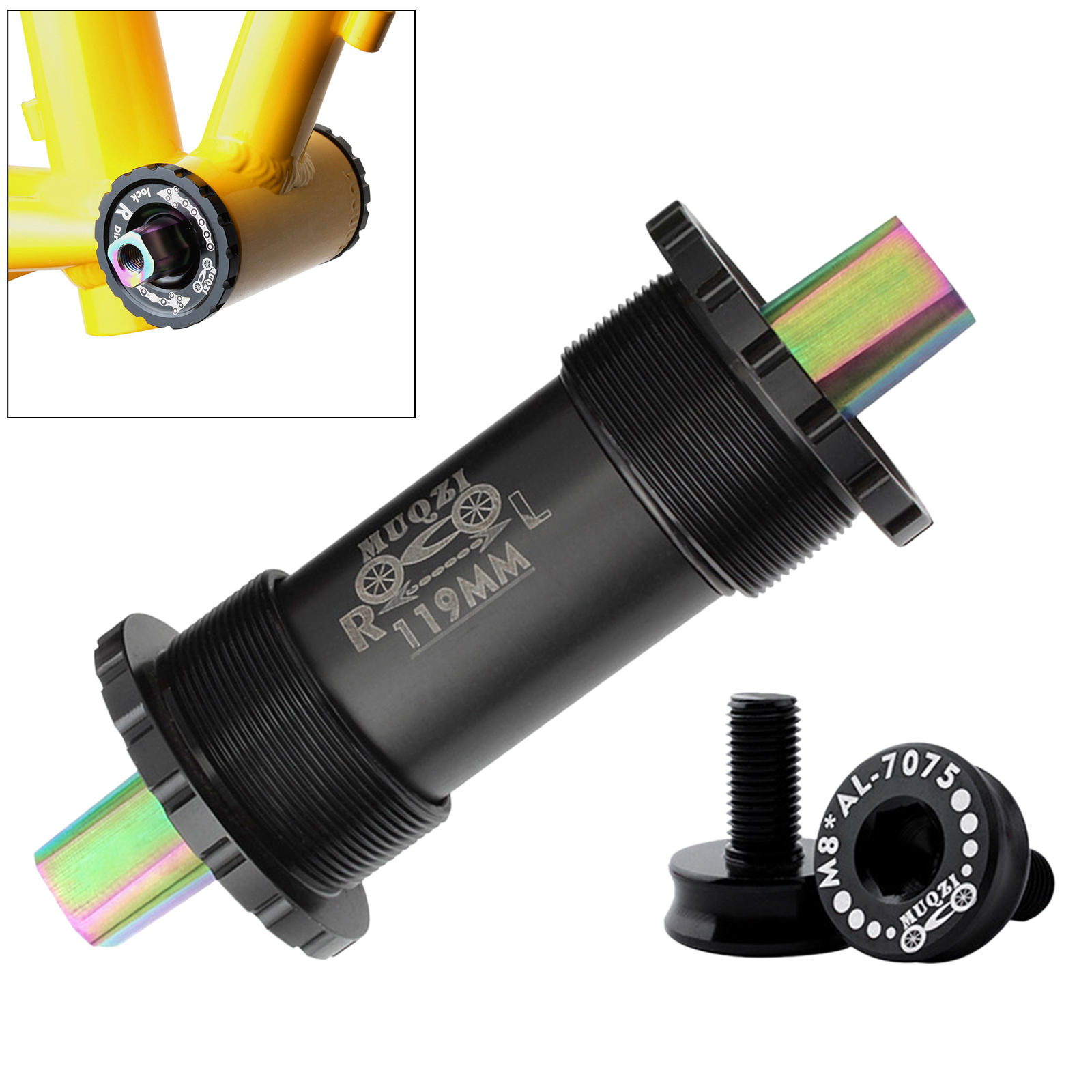 Bicycle Bottom Bracket 68mm Square Hole Crank Axis Mountain Road Bicycle Parts BB for Square Tapered Spindle Crankset: 119mm Black