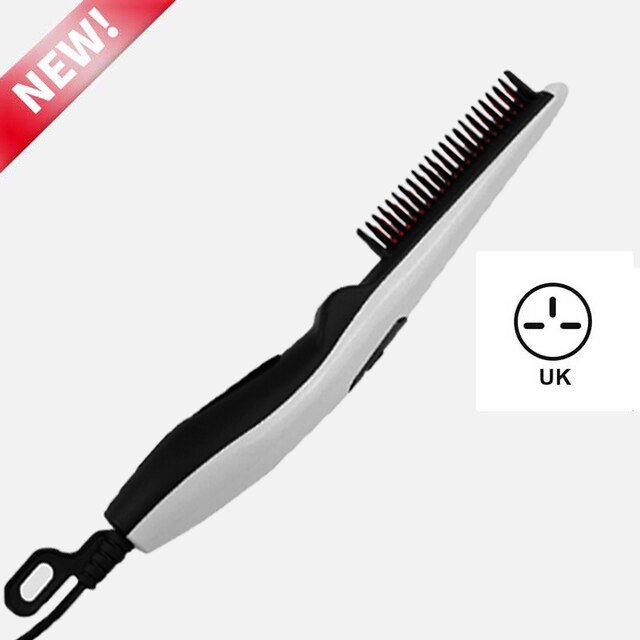Electric Beard Straightener Comb 30s Quick Heated Brush Styler Travel Hair Styler Fast Warm-up Hair Straightener TW#3: UK Plug