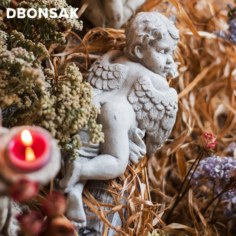 Vintage engel skulptur statue sovende engel dekoration harpiks håndværk have gårdsplads villa væg skrivebord dekoration