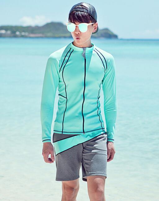 Brand Long Mens Trunk Water Sports Long Sleeves Swimwear Beach Rash Guards Summer Surfing Suit Two-Pieces Swimwear M~XXXL: 1 / XXXL