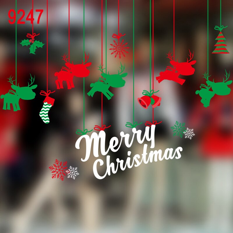 Christmas Window Stickers Santa Claus Removable PVC Christmas Tree DIY Wall Window Door Mural HVR88