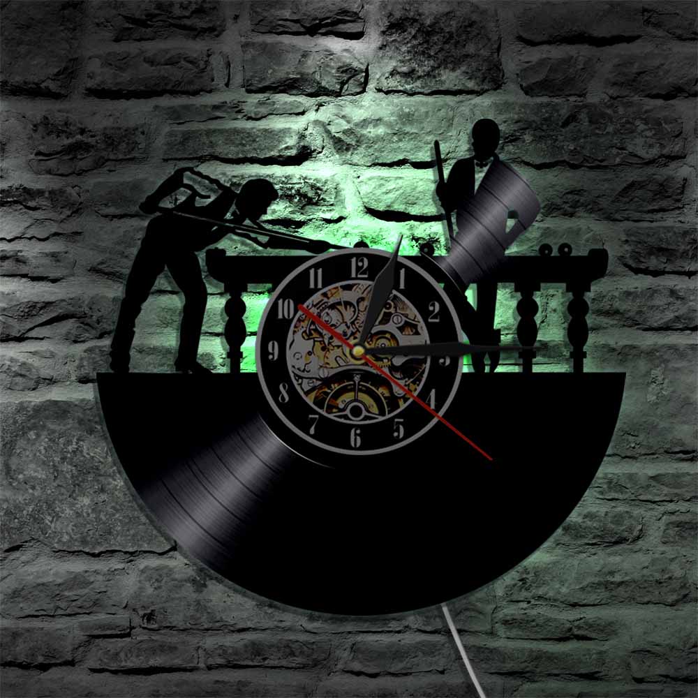 Billiard Balls LED Wall Clock Pool Snooker Sports Vinyl Record Wall Clock Modern Unique Pool Billiards Snooker Room Decor