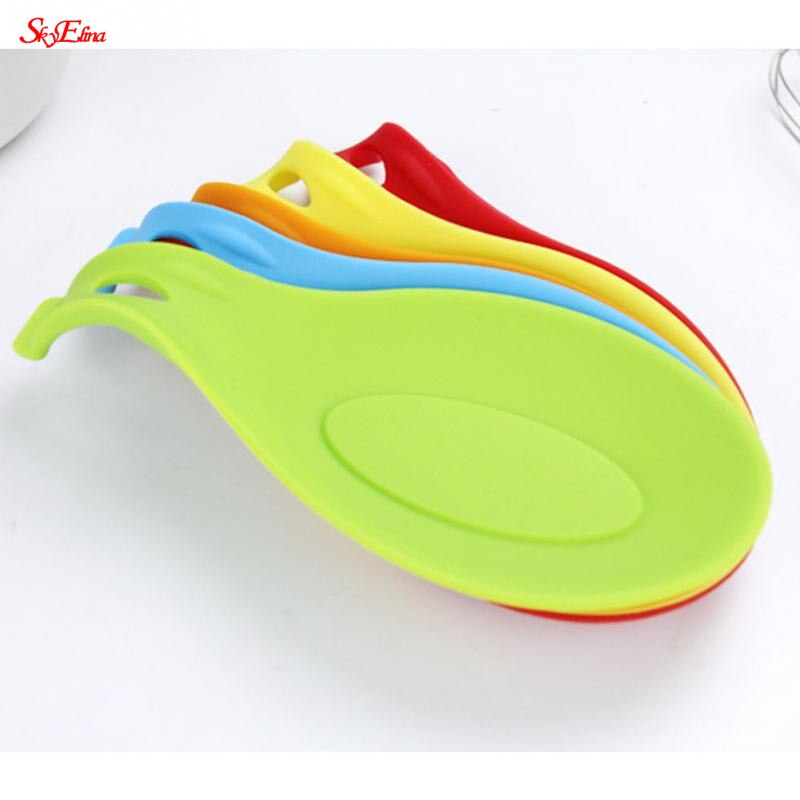 Multipurpose Silicone Spoon Rest Food Grade Silica Gel Spoon Holder Drink Glass Coaster Pot Stand Placemat Kitchen Tool 6zCF419