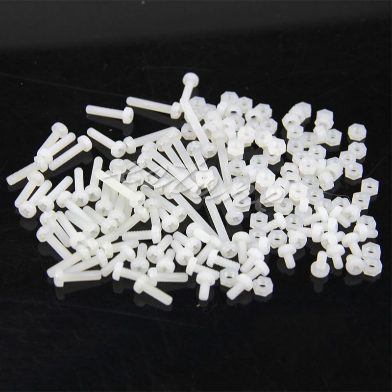 160Pcs Metric M3 8 Maten Assortiment Stand-Off Nylon Schroeven Bolt & Nuts Kit Wit
