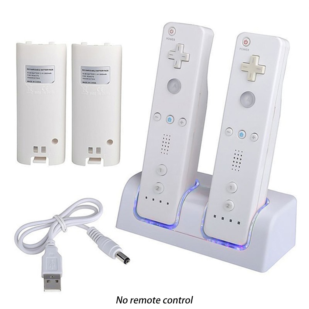 nouvelle télécommande double Station de charge Dock + 2x2800mAh batterie pour Nintendo Wii gamepad chargeur avec lumière LED