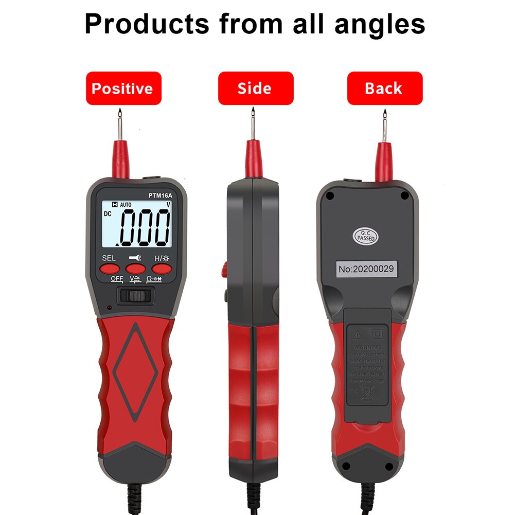 2000 Counts Digital Multimeter AC/DC Voltmeter PTM16A Portable LCD Tester Meter for Household Electricity Accessories