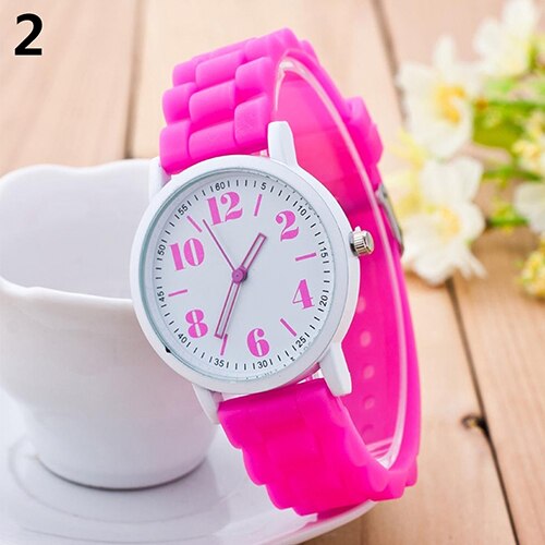 Kids Girls' Silicone Strap Arabic Number Children Sport Casual Quartz Wrist Watch kids watches reloj relo Wrist Watch ne: Rose Red