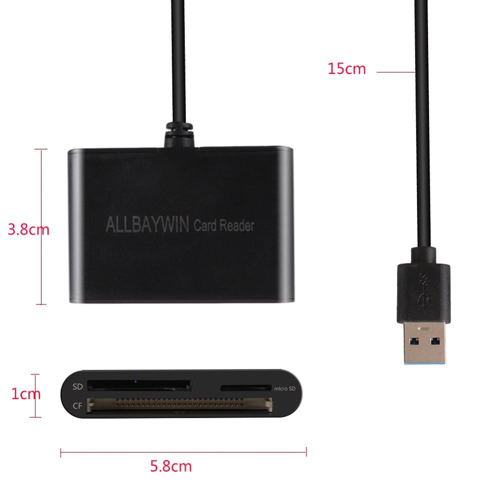 Usb 3.0 sd -kortläsare usb-minneskortläsare författare kompakt flash-kortadapter för cf / sd / tf micro sd / micro-kort för vind