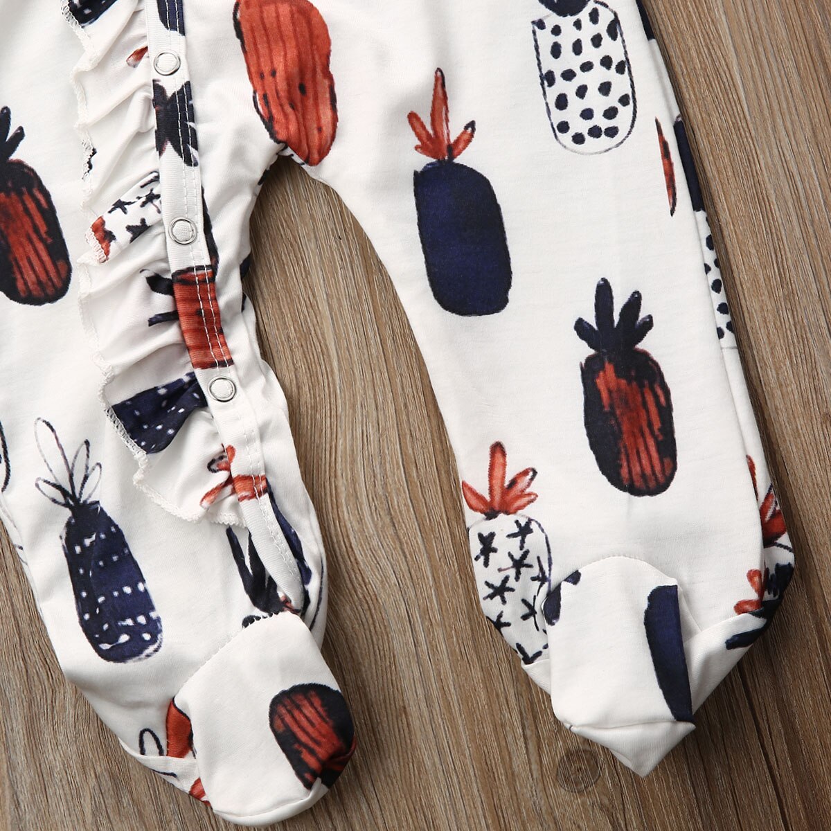 Lange Mouwen Baby Baby Meisjes Footies Kleren Katoen Leuke Gedrukt Peuter Kleine Baby Playsuit + Hoofdbanden 2 Stuks Outfits Kleding