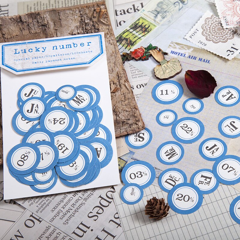 100pcs/lot Lucky Number Stickers for Daily Mothly Planner Diary Stickers DIY Label Scrapbooking Album Stationery Stickers