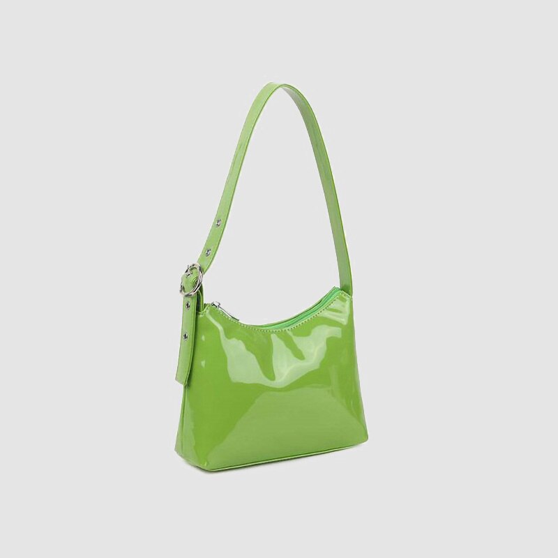 PU Patent Leather Women Handbags Simple Ladies Baguette Shoulder Bags Luxury Female Armpit Bag Tote Green Blue: Green