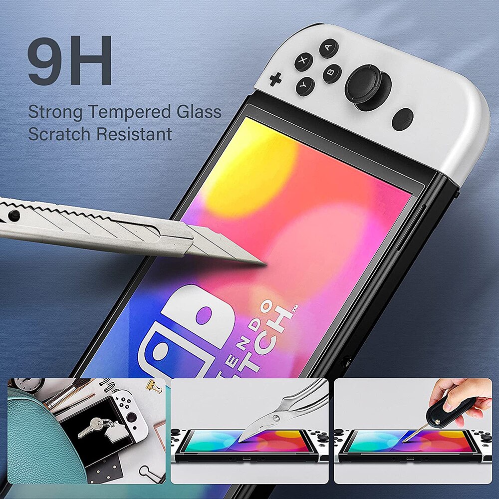 3 stück gehärtetes glas für nintendo switch oled-schutzglas, 9h hd-displayschutzfolien für nintendo switch oled-spielzubehör