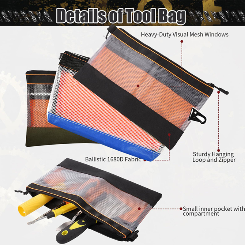 Bolsa de armazenamento à prova d'água, bolsa de ferramentas transparente de pvc, kit de hardware antiestático, bolsa de peças portátil, multifuncional, prática, bolsa de trabalho