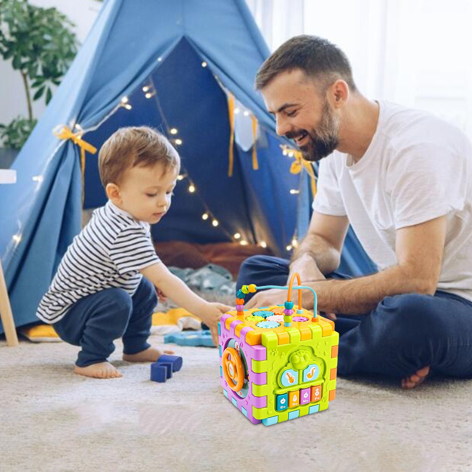 6 In 1 Multifunctionele Leren Cubes Muziek Speelgoed Cubes Baby Speelgoed Kinderen Bouwsteen Speelgoed Игрушки Для Детей