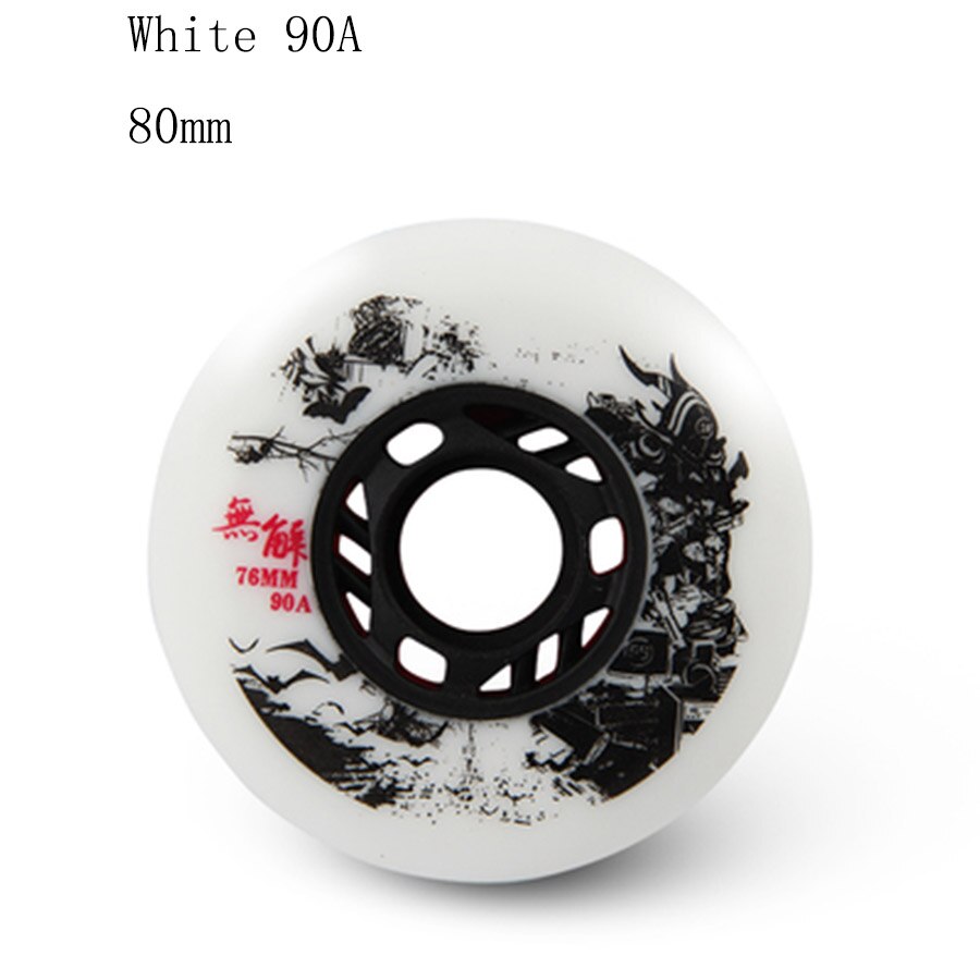 Ruedas de Patines en línea de dureza 85A-90A, ruedas de Patines deslizantes de Slalom de 72mm, 76mm y 80mm para Patines de patinaje SEBA Powerslide: White 90A 80mm