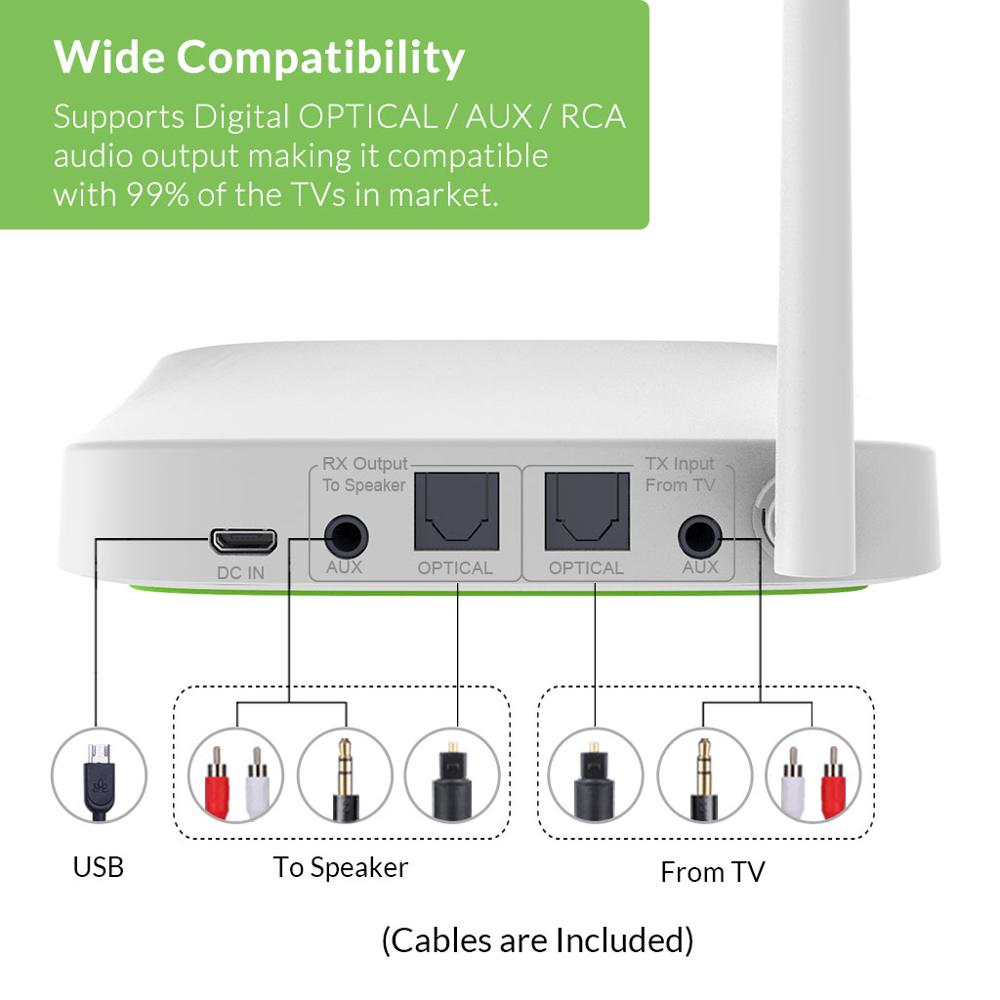 Avantree Oasis Version) Bluetooth 5.0 Transmitter Receiver for TV, Certified aptX Low Latency Wireless Audio Adapter