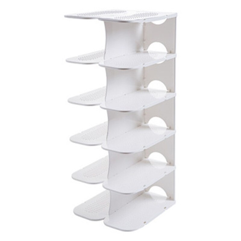 6 Layers Shoe Organizer Rack DIY Assembly Stackable Adjustable Multifunction Storage Shelf Stand Box for Entryway Closet: White Color