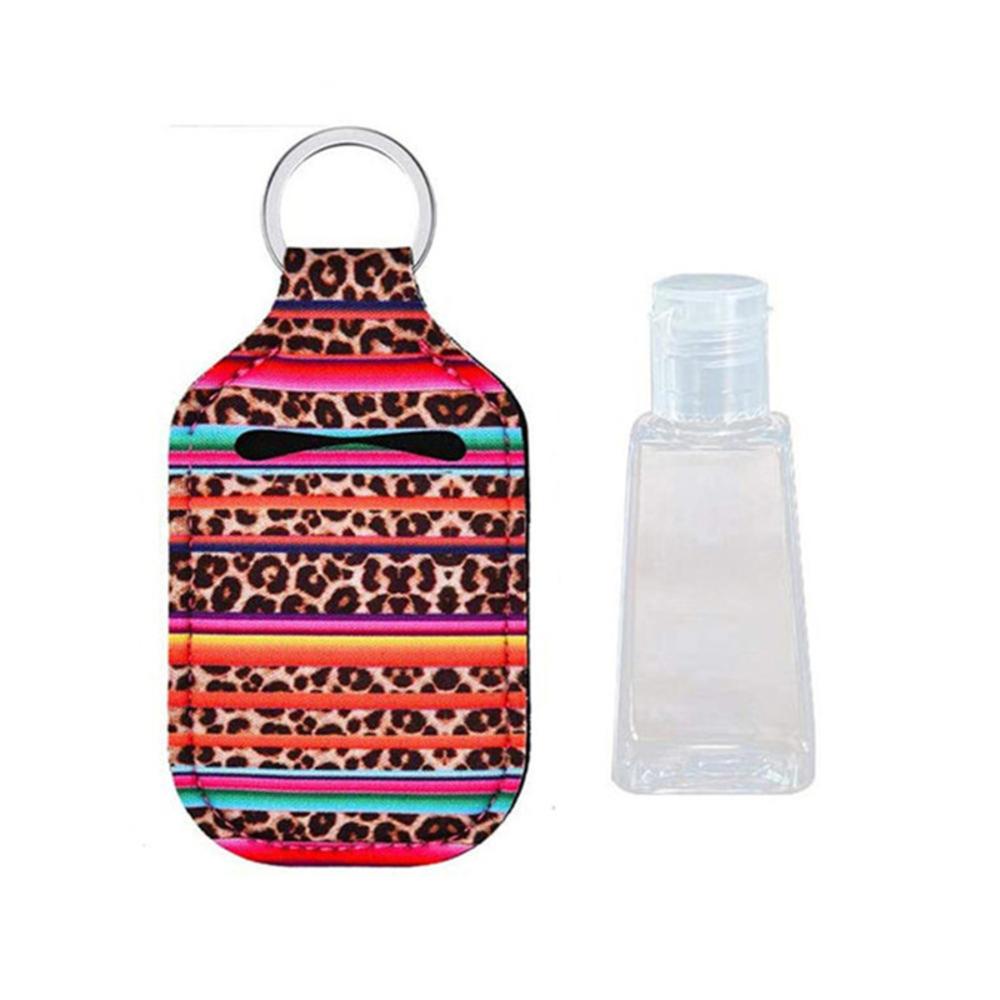 Hand Sanitizer Travel Bottle with leather case Refillable Containers 30ml Flip Cap Reusable empty bottles with Keychain Carrier: D