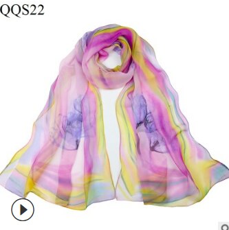 beach flower print Georgette chiffon scarf silk square hijab cool shawl ladies foulard femme Scarves hair bufanda mujer: 1