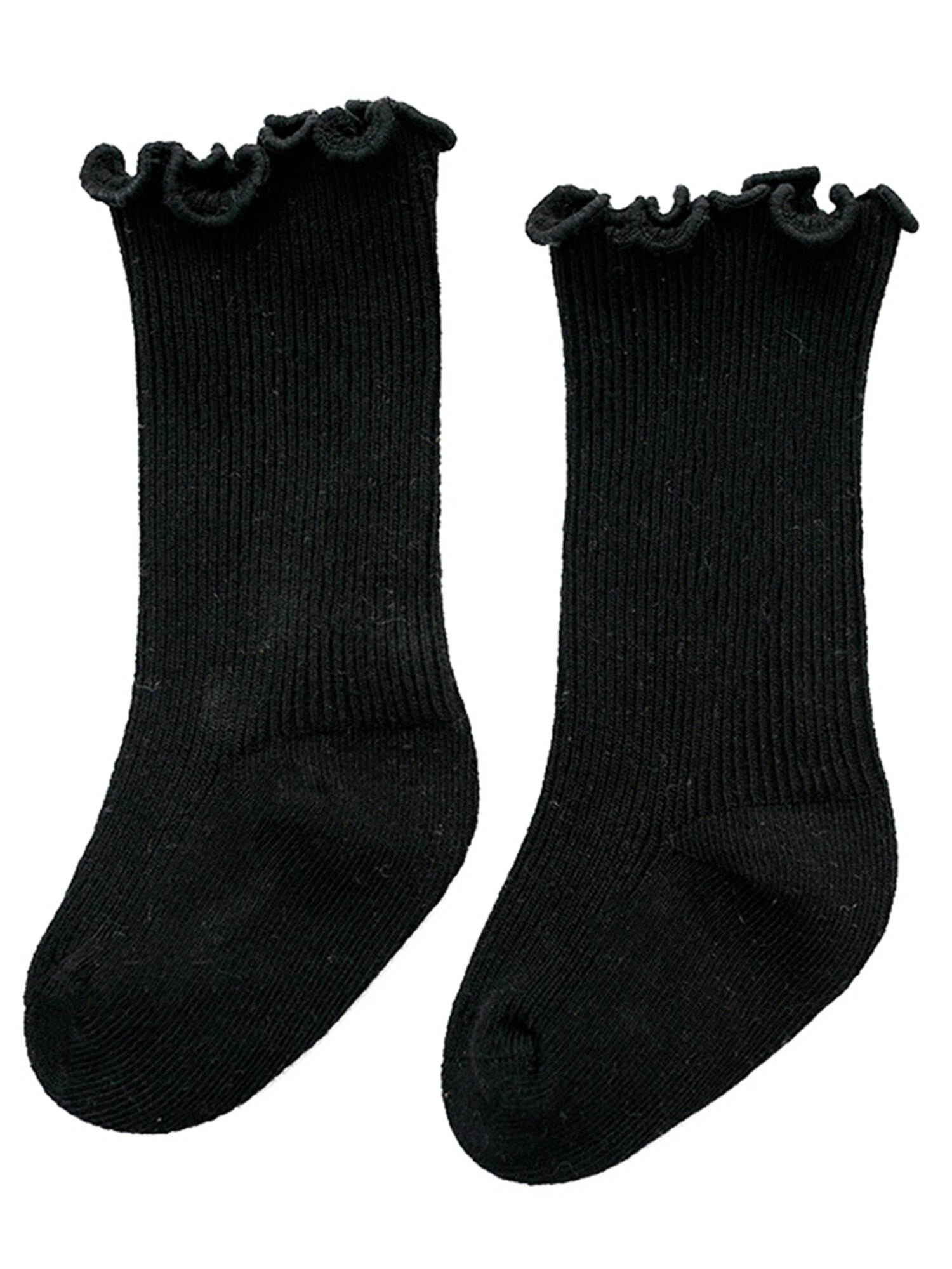 Baby Peuter Baby Katoenen Sokken, Warm Naadloze Effen Kleur Gebreide Ruffle Crew Sokken Voor Jongens Meisjes: B / Size L