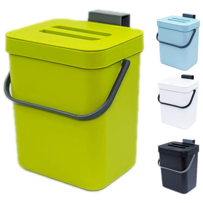 Cubo de Compost de cocina para encimera o debajo del fregadero compostaje, bote de basura para el hogar Ndoor con tapa hermética extraíble