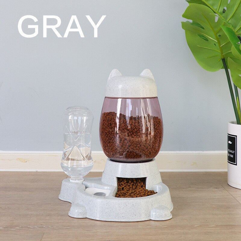 2.2l automatische voerbakken voor honden en katten, voerbak voor katten met drinkfontein, voerbak voor kittens, voerbak voor langzaam eten, huisdierbenodigdheden: Grijs